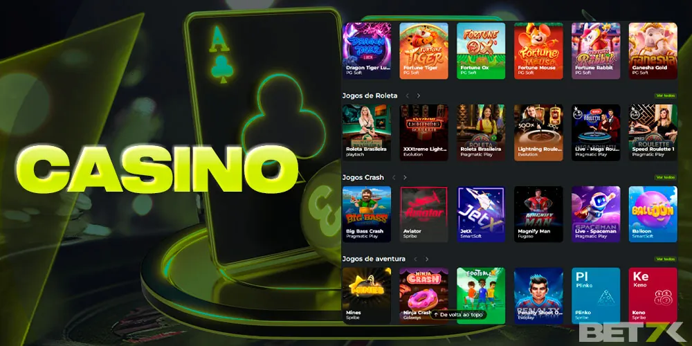 Grande seleção de jogos na bet7k cassino online
